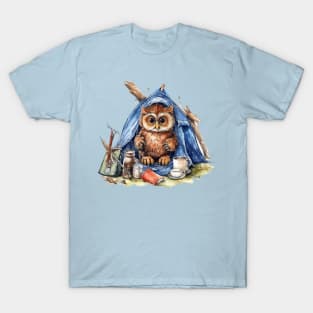 Watercolor Camping Owl #2 T-Shirt